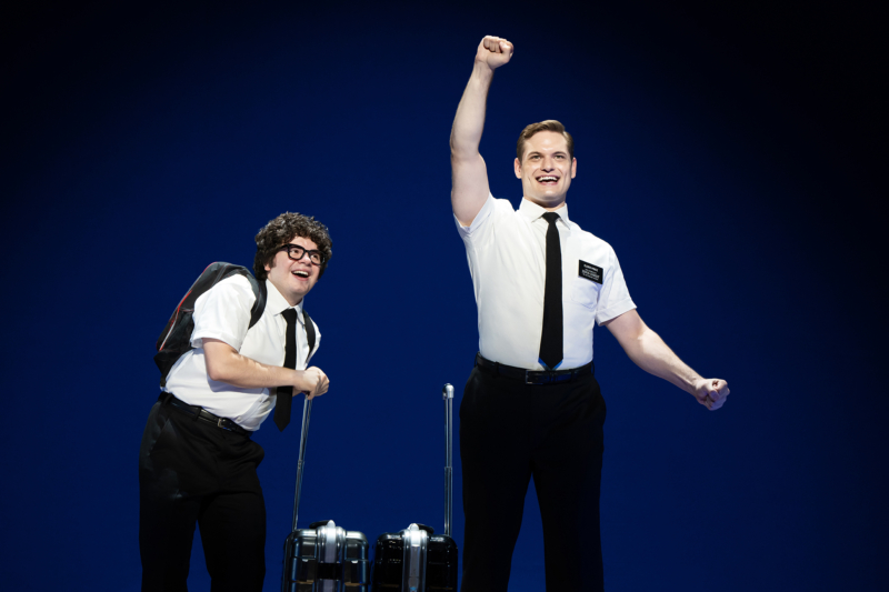 (L-R) Deigo Enrico and Sam McLellan in THE BOOK OF MORMON North American tour Photo by Julieta Cervantes