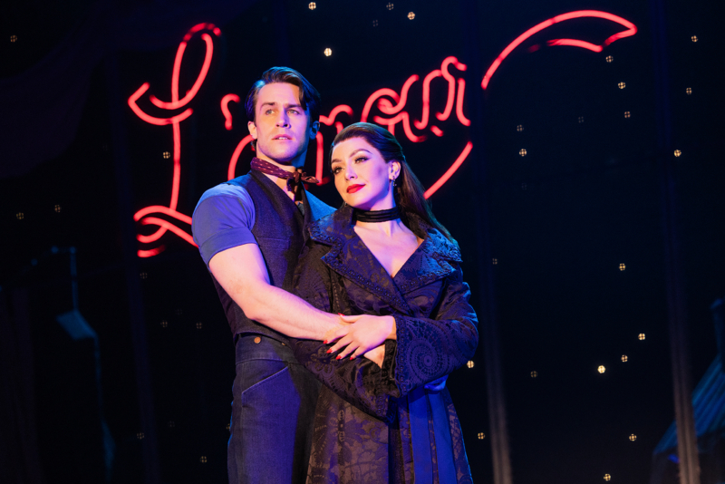 Arianna Rosario as Satine and Christian Douglas as Christian in the North American Tour of Moulin Rouge! The Musical, Photo by Matthew Murphy and Evan Zimmerman for MurphyMade